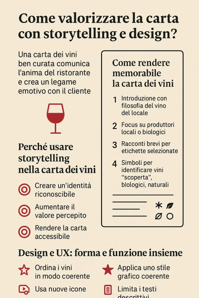 Infografica su come valorizzare la carta dei vini con storytelling e design